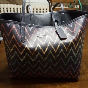 Coach reversible chevron tote